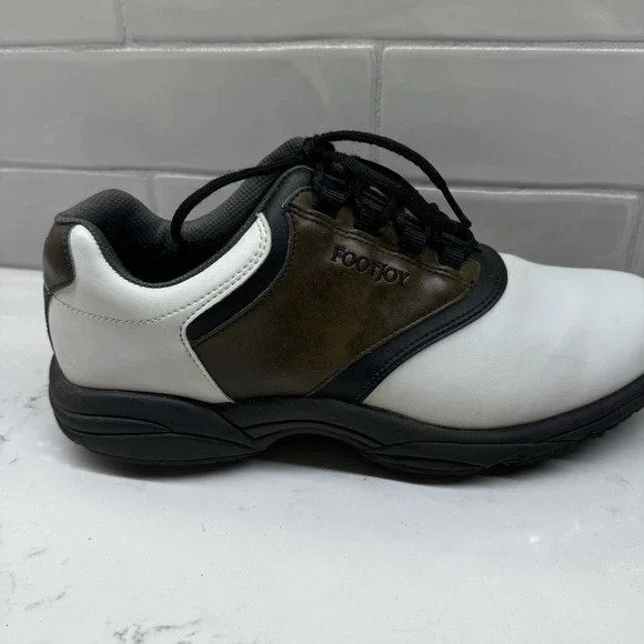 Footjoy Greenjoys Mens‎ 10.5 M Golf Shoes White Brown Saddle - Picture 9 of 15